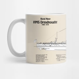 HMS Dreadnought ship plans - SBD Mug